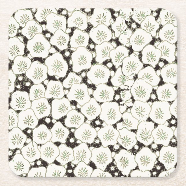 Japan White Flower floral garden Square Paper Coaster (Front)
