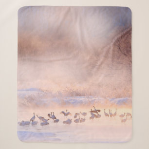 Japan winter nature. Wildlife scene, snowy nature. Sherpa Blanket