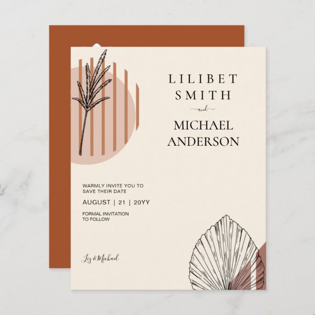 Japandi Abstract Scandinavian Geometric Wedding (Front/Back)