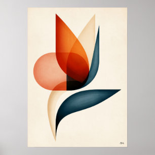 Japandi Bird of Paradise Geometry Poster
