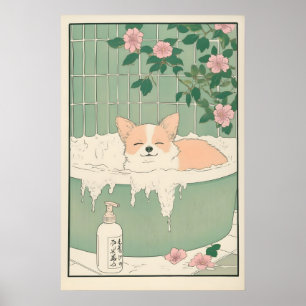 Japandi Chihuahua Art Print Ukiyo-e Bathroom Wall
