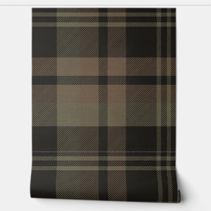Japandi Farmhouse Plaid in Olive and Brown Wallpaper