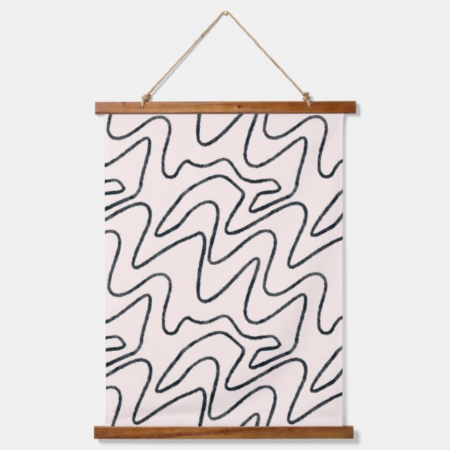 Japandi Minimalist Brush Stroke Pattern in Cream a Hanging Tapestry (Front)
