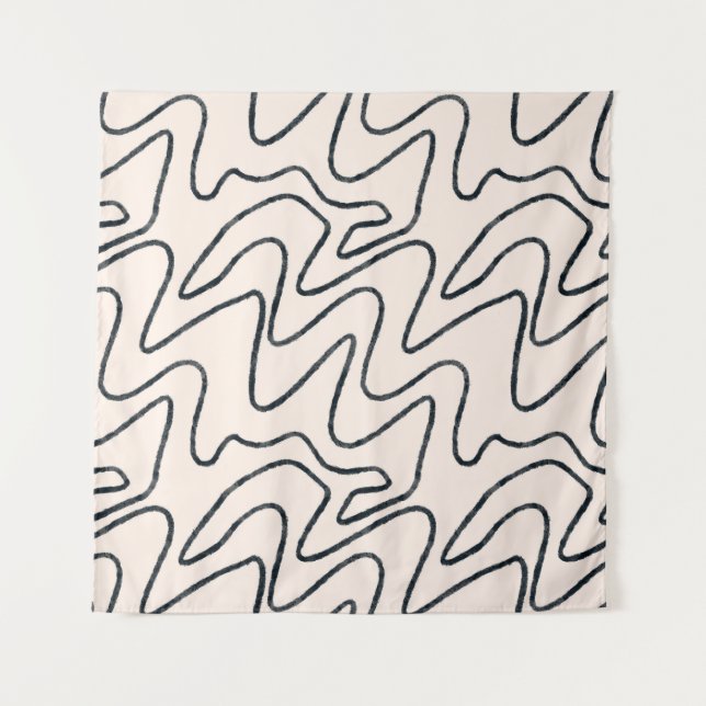 Japandi Minimalist Brush Stroke Pattern in Cream a Tapestry (Front)