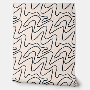 Japandi Minimalist Brush Stroke Pattern in Cream a Wallpaper