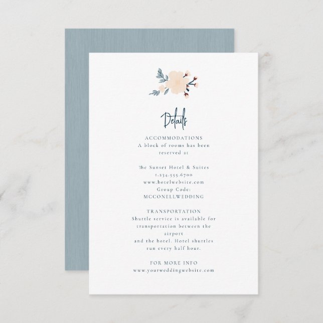 Japandi minimalistic wedding details card (Front/Back)