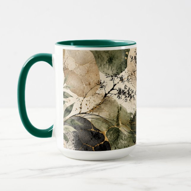 Japandi Moss Stone Morning Coffee Mug Aesthetic (Left)