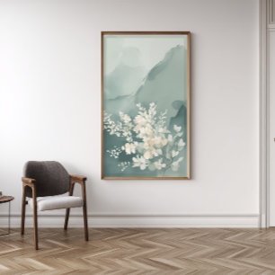 Japandi Sage Green Abstract Wall Art Print
