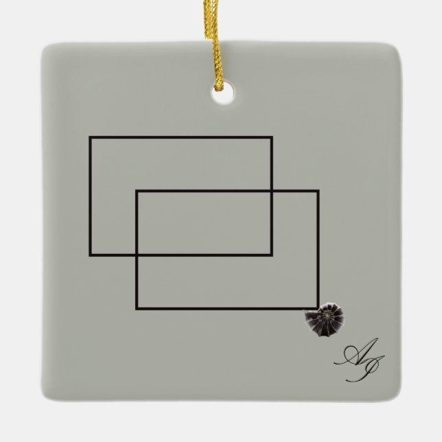 Japandi sea life coastal beige neutral monochrome ceramic ornament (Front)