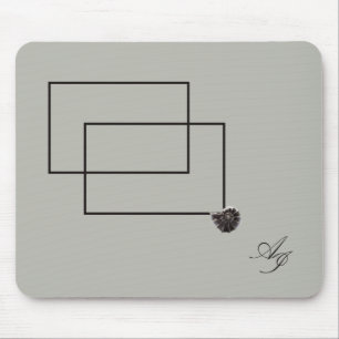 Japandi sea life coastal beige neutral monochrome mouse pad