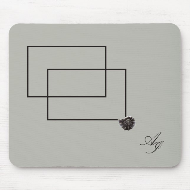 Japandi sea life coastal beige neutral monochrome mouse pad (Front)