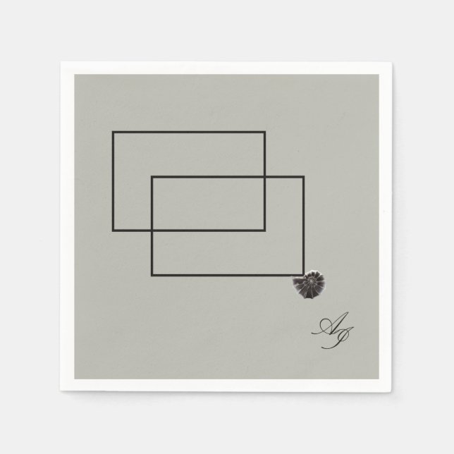 Japandi sea life coastal beige neutral monochrome napkin (Front)