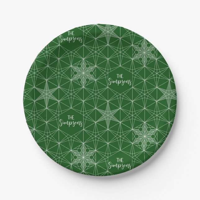Japandi style Snowflake Holiday party Paper Plate (Front)