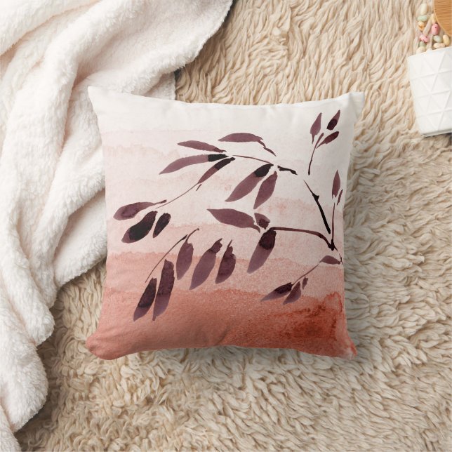 Japandi-Style Watercolor Bamboo Abstract Gift Cushion (Blanket)