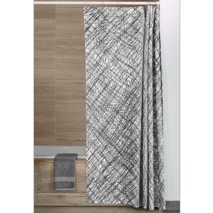 Japandi texture style simple lines scribble shower curtain