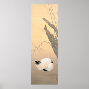 Japanese 日本語: 猫梅 Cat and Plum Blossoms c.1906 Poster