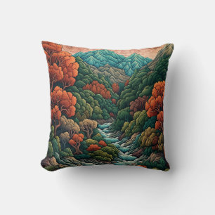 Japanese Abstract Landscape Cushion