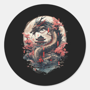 Japanese Aesthetic Dragon Japanese Art Japan Tatto Classic Round Sticker