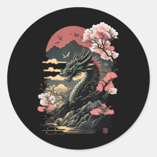 Japanese Aesthetic Dragon Japanese Art Japan Tatto Classic Round Sticker