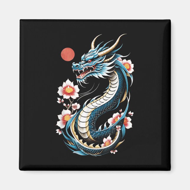 Japanese Aesthetic Dragon Japanese Art Japan Tatto Magnet (Front)