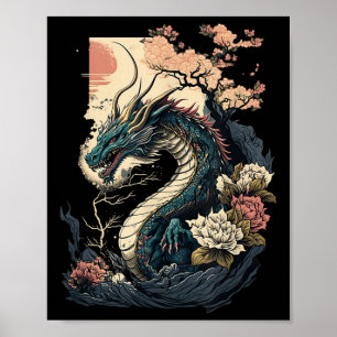 Japanese Aesthetic Dragon Japanese Art Japan Tatto Poster