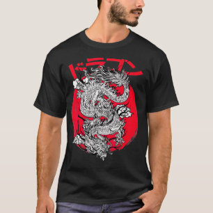Japanese Aesthetic Dragon Symbol Kanji Japan Red S T-Shirt