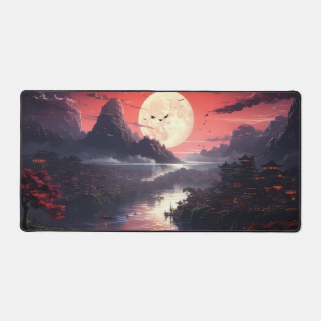 japanese aesthetic moon desk mat (Front)