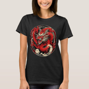 Japanese Aesthetic Red Kanji Dragon japanese art T-Shirt
