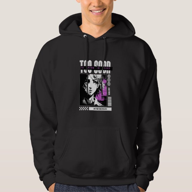 Japanese Aesthetic Sad Anime Streetwear Hoodie (Front)