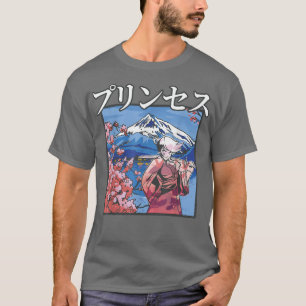 Japanese Aesthetic  Samurai Girl  Cherry Blossom   T-Shirt