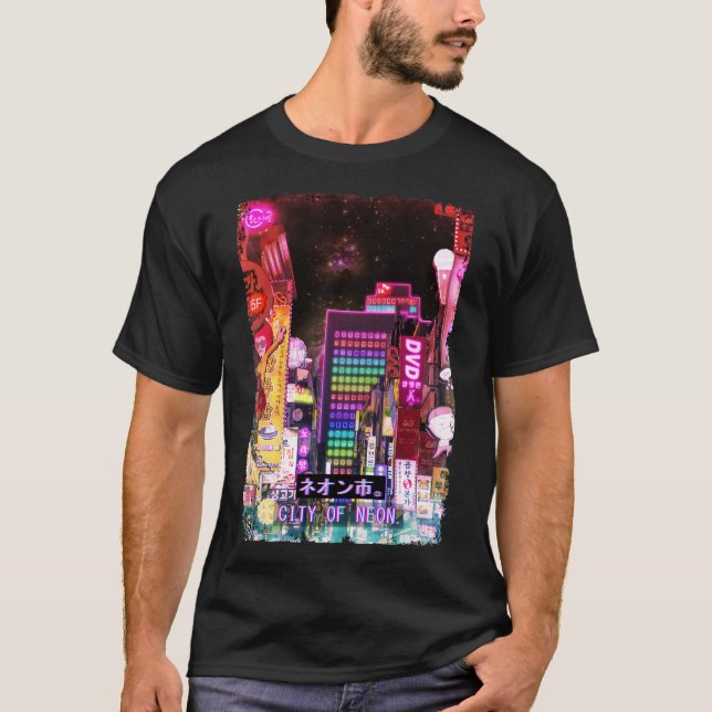 Japanese Aesthetic Streetwear Tokyo City Night T-Shirt (Front)