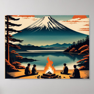 Japanese AI Mt Fuji Camping Poster