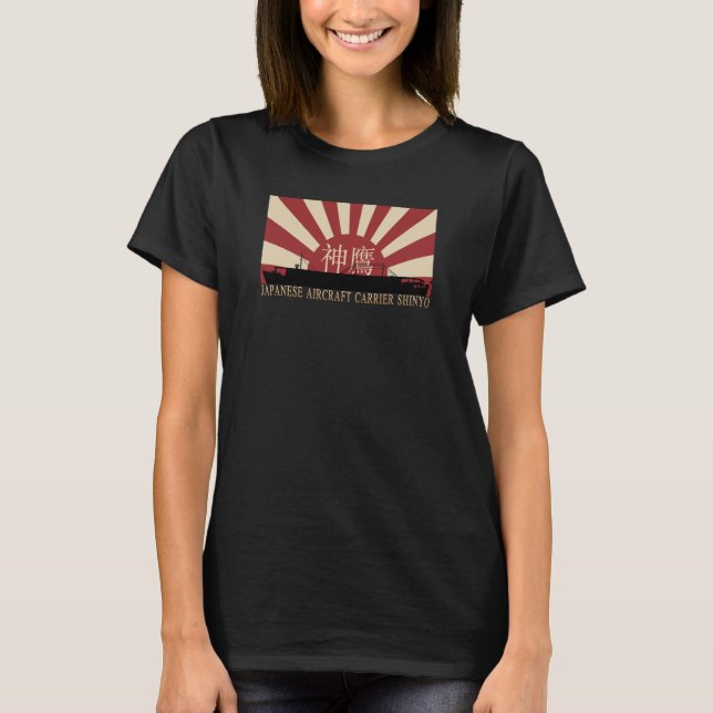 Japanese Aircraft Carrier Shinyo Rising Sun Flag T-Shirt (Front)