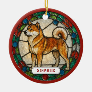 Japanese Akita Ceramic Circle Ornament