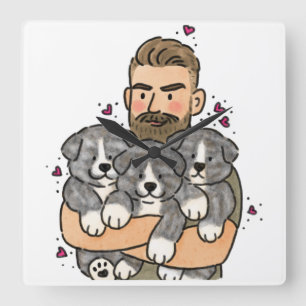 Japanese Akita Inu Brindle Square Wall Clock