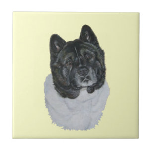 Japanese/American akita realist dog portrait tile
