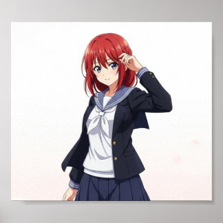 Japanese animated female characters poster