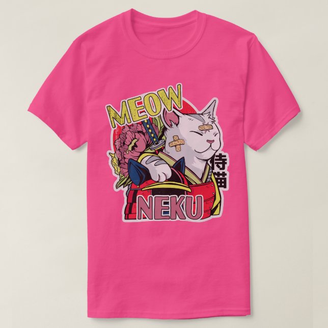 Japanese Anime Cat Samurai  (2) T-Shirt (Design Front)