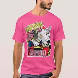 Japanese Anime Cat Samurai (2) T-Shirt