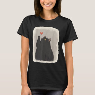Japanese Anime Cute Cat Heart Kawaii Black Cat Hea T-Shirt