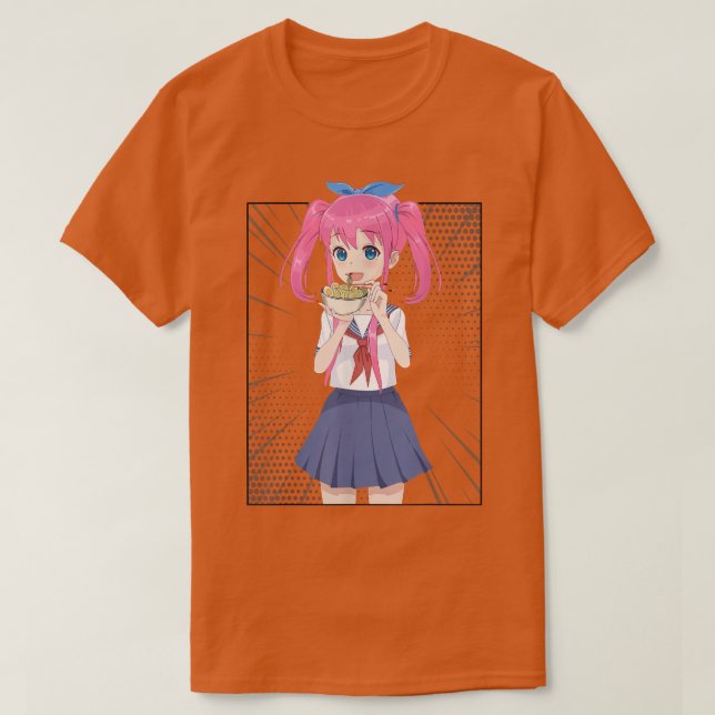 Japanese Anime Girl Eating Ramen Noodle Women Men  T-Shirt (Design Front)