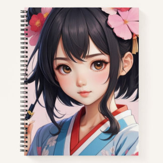 Japanese Anime Girl Spiral Notebook