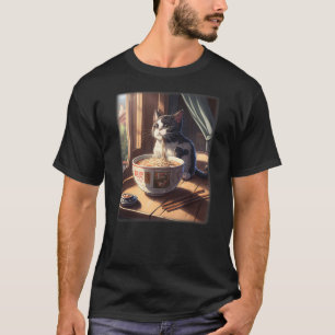 Japanese anime kawaii cat eating tonkotsu ramen T-Shirt