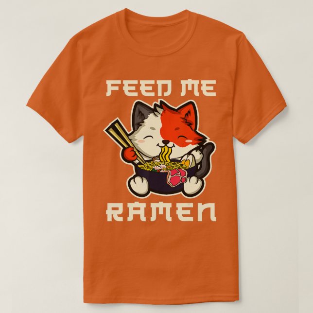 Japanese Anime Kawaii Ramen Noodles Cat  T-Shirt (Design Front)