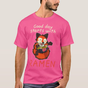 Japanese Anime Kawaii Ramen Noodles Fox T-Shirt