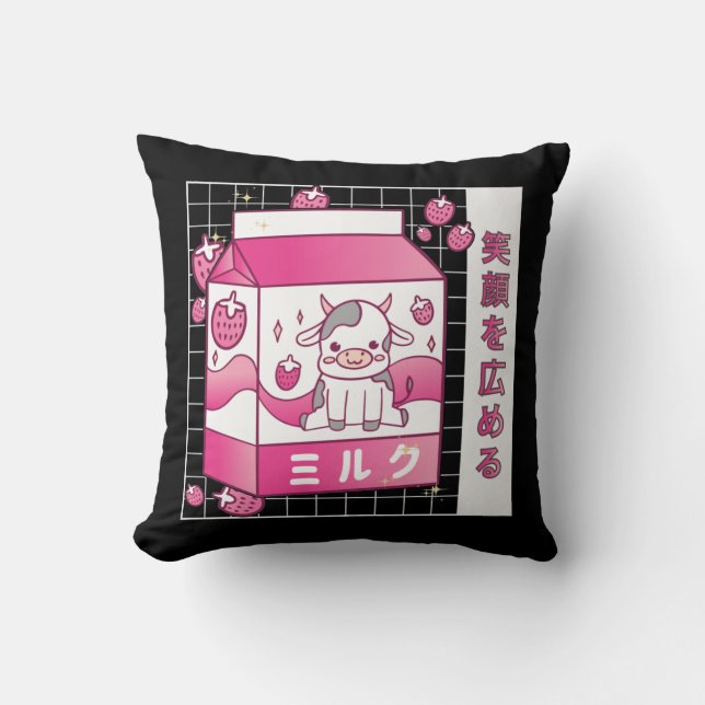 Japanese Anime Strawberry Milk Carton Cute Cow Cushion (Front)
