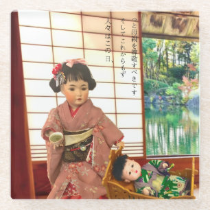 Japanese Antique Doll-Mummy Glass Coaster