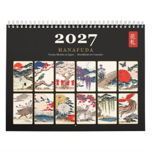 Japanese Art 2027 Hanafuda Woodblock Print Wall Calendar
