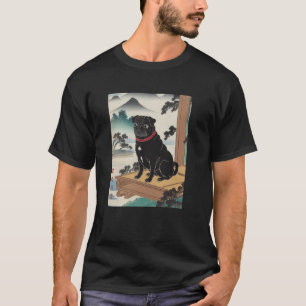 Japanese Art Black Pug Kyosai Vintage Japan Artwor T-Shirt
