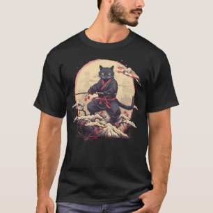 Japanese Art Cat Ninja Ukiyo-e Anime Samurai Cat S T-Shirt